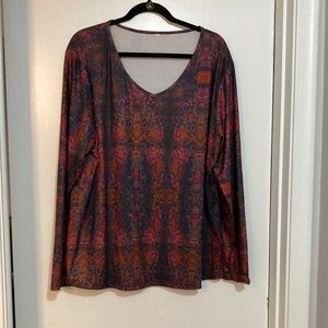 Women’s V-Neck Long Sleeve Print Top